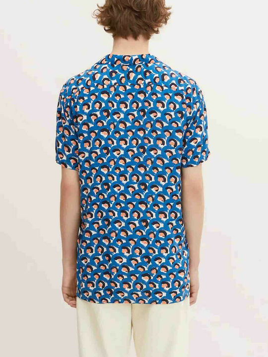 Tom Tailor Men's Shirt Short Sleeve Floral Blue