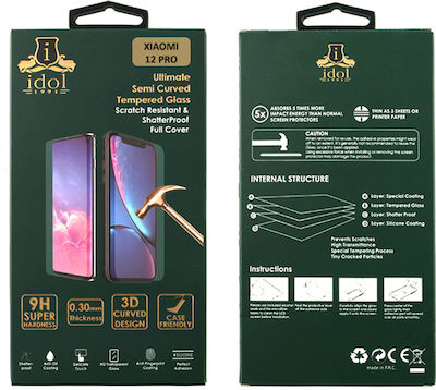 Idol 1991 Semi Curved Finger Unlock 3D 0.3mm Full Glue Full Face Tempered Glass 1τμχ Μαύρο (Xiaomi 12 Pro)