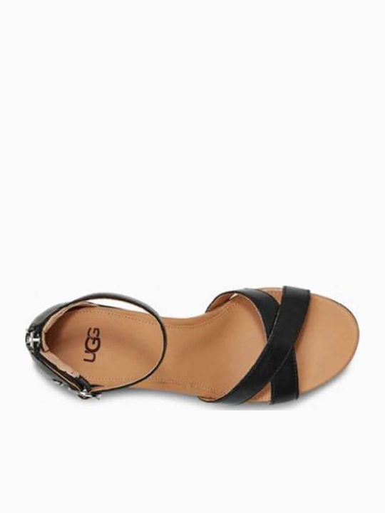 Ezrah Women's Leather Ankle Strap Platforms Black