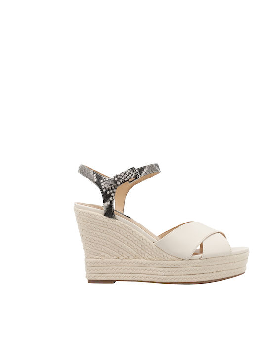 Dane Women's Fabric Ankle Strap Platforms White