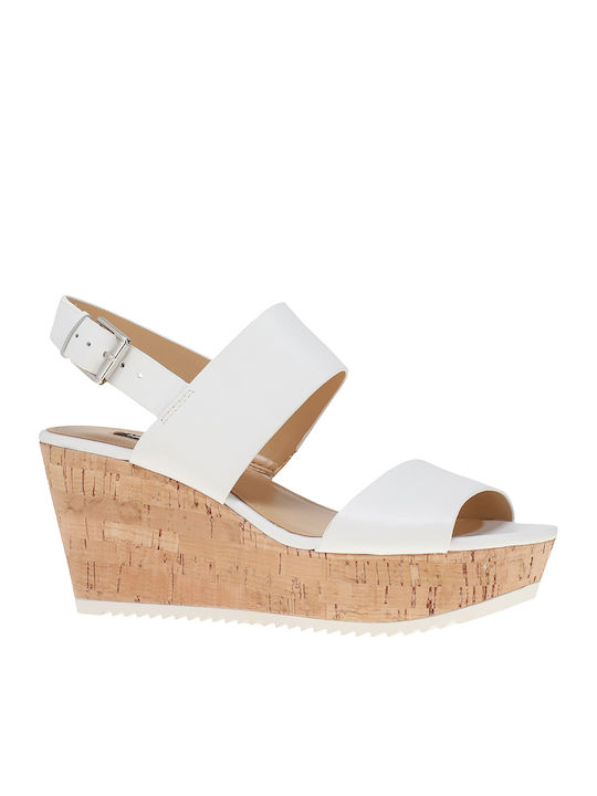 Dera Women's Ankle Strap Platforms White