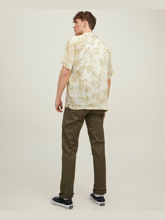 Jack & Jones Men's Shirt Short Sleeve Floral Cloud Dancer