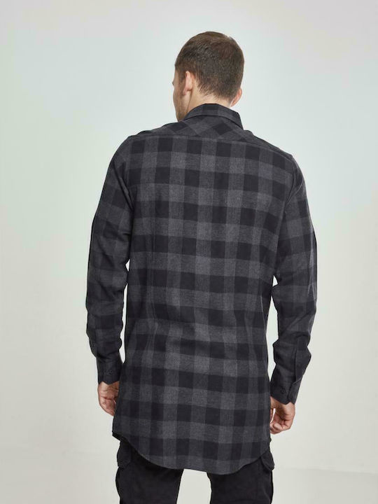 Urban Classics Herrenhemd Langärmelig Flanell Geprüft Schwarz