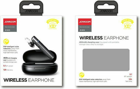 Joyroom JR-B01S Earbud Bluetooth Handsfree Cască cu Carcasă de Încărcare Negru