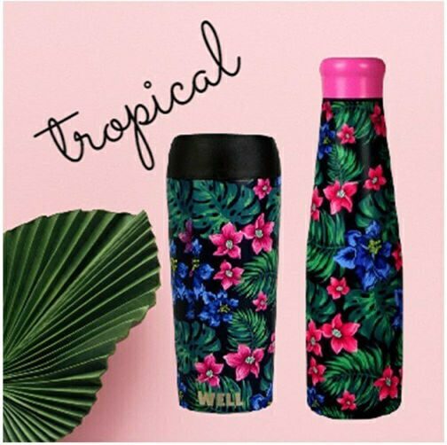 Woodway Well Glass Thermos Stainless Steel 450ml Multicolour with Mouthpiece