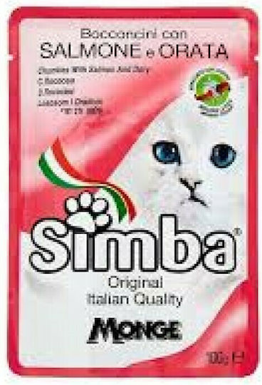 Simba Monge Wet Food for Adult Cats in Pouches with Salmon 100gr