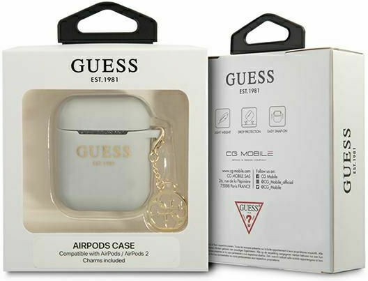 Guess 4G Charm Case Silicone in Gray color for Apple AirPods 1 / AirPods 2