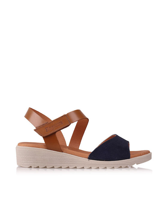 Women's Leather Platform Shoes Μπλε / Καφέ