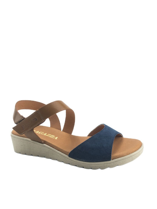 Women's Leather Platform Shoes Μπλε / Καφέ
