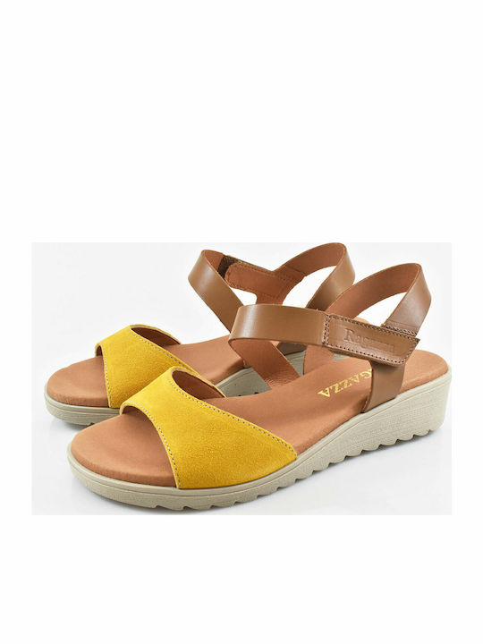 Anatomic Women's Leather Ankle Strap Platforms Yellow