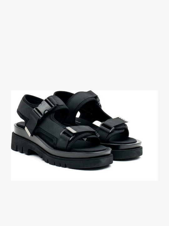 Wrench Women's Fabric Ankle Strap Platforms Black