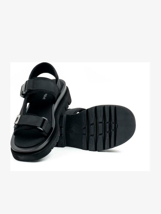 Wrench Women's Fabric Ankle Strap Platforms Black