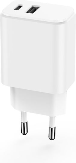 Setty Wireless Charger with USB-A and USB-C Output Ports 20W Power Delivery / Quick Charge 3.0 White