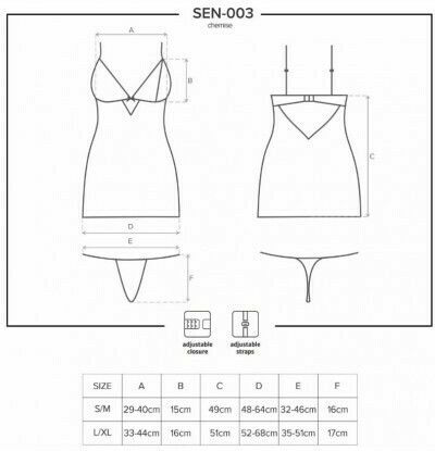 Obsessive Sen-003 Sinnliche Chemise & Tanga Set Sexy Baby Dolls mit Spitze & Transparenz Schwarz
