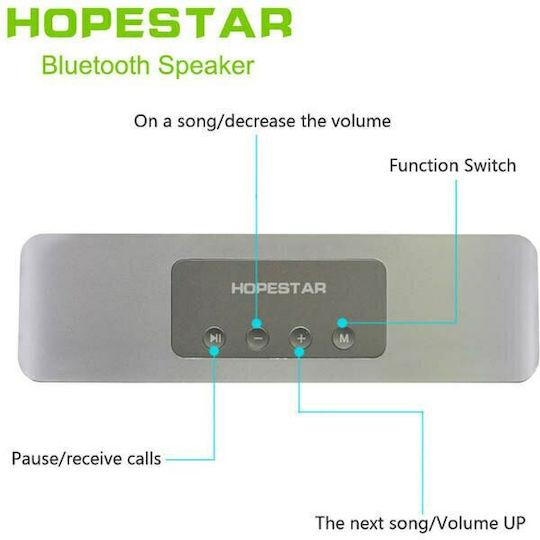 Hopestar H11 Ηχείο Bluetooth 16W με Ραδιόφωνο και Διάρκεια Μπαταρίας έως 3 ώρες Ασημί