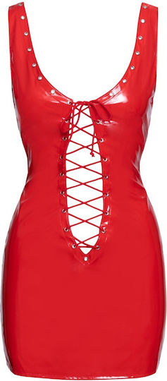 Black Level Lackiertes Kleid Rotes Leder- und Latex-Outfit