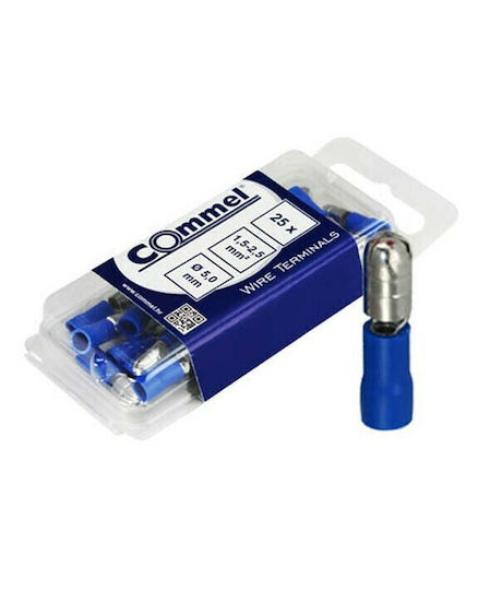Commel Σφαιρικοί Ακροδέκτες με Μόνωση 1,5-2,5mm², Ø 5mm Μπλε (CO365862) σε σετ των 25τμχ