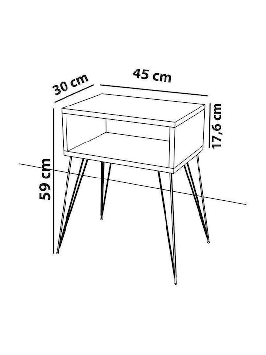 Nachttisch Naida Walnut Black 45x30x59cm