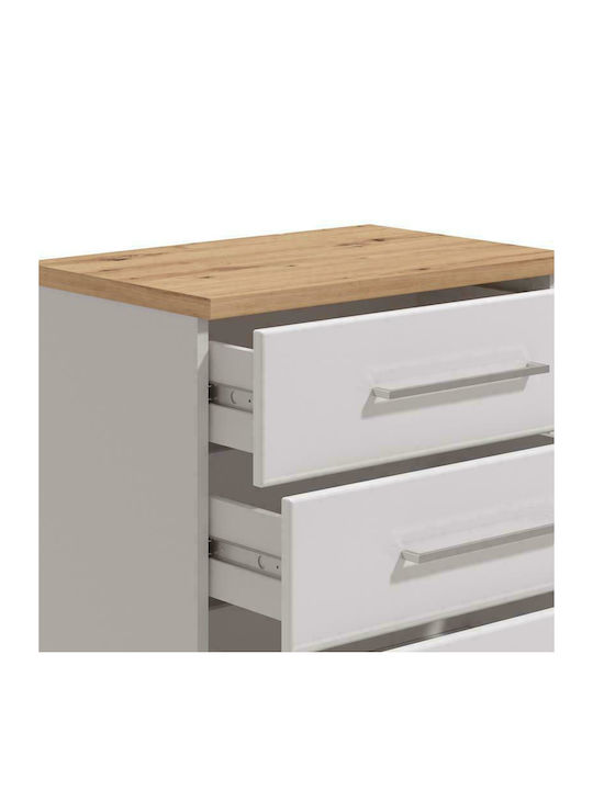 Bedside Table Mondego Wooden White Lacquer 45x40x69cm
