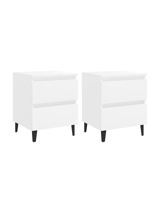 Комоди Дървени Бели 2бр 40x35x50см