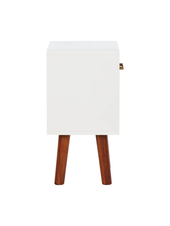 Bedside Table of Solid Wood White 40x30x45cm