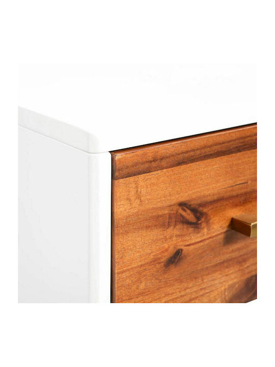Bedside Table of Solid Wood White 40x30x45cm