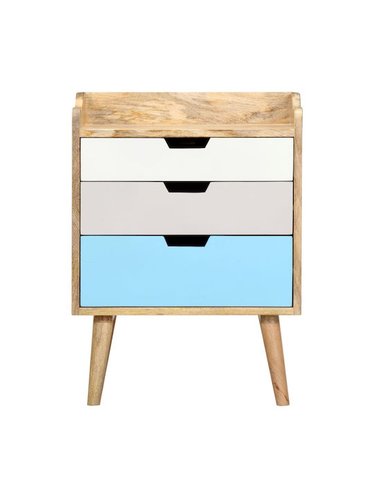 Bedside Table Solid Wood Beige 47x35x63cm