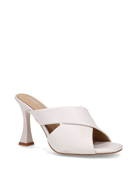 Migato Thin Heel Mules White