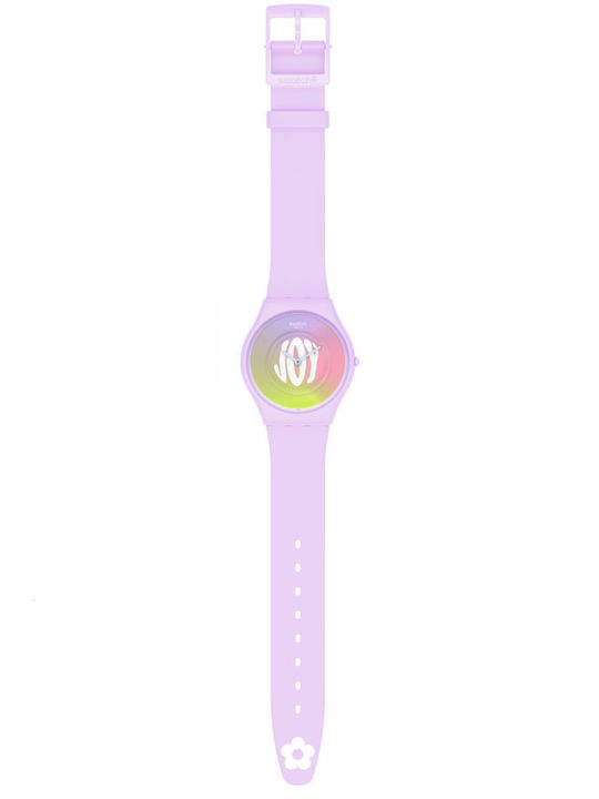 Swatch Joy Purple Ρολόι Μπαταρίας με Καουτσούκ Λουράκι Swatch Joy Purple Ρολόι Μπαταρίας με Καουτσούκ Λουράκι