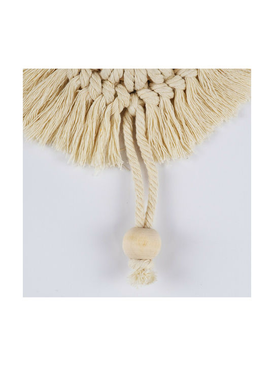 GloboStar Macrame Hanging Handmade Beige Fabric Wall Decor 14x14cm