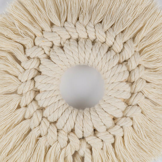 GloboStar Macrame Hanging Handmade Beige Fabric Wall Decor 14x14cm