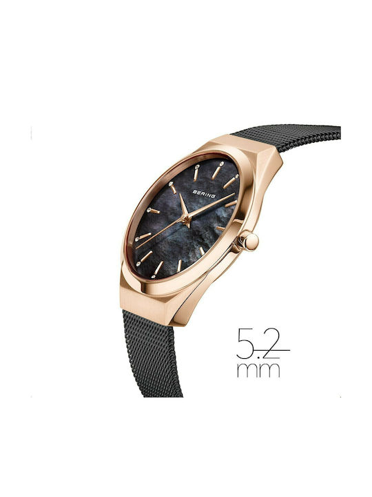 Bering Time Ultra Slim Women's Watch with Black Metal Bracelet