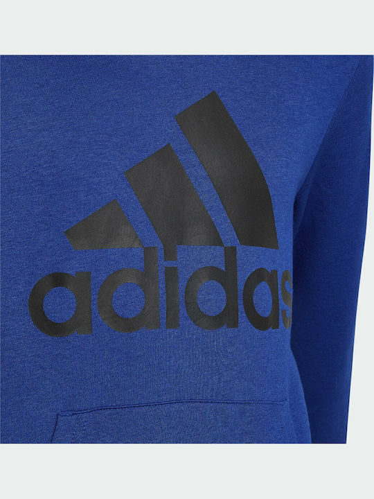 Fleece Kinder-Sweatshirt mit Kapuze und Taschen Blau