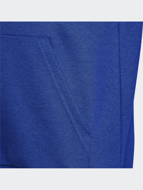 Fleece Kinder-Sweatshirt mit Kapuze und Taschen Blau