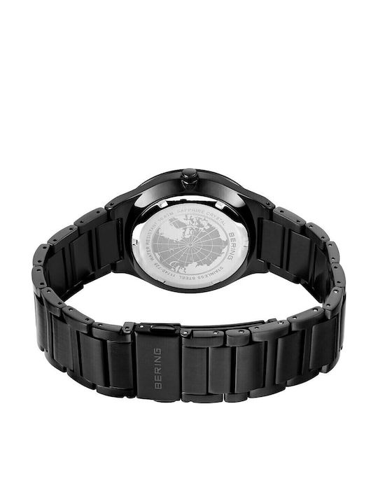 Bering Time Ανδρικό Ρολόι 40mm Χρονογράφος Μπαταρίας με Μαύρο Μεταλλικό Μπρασελέ