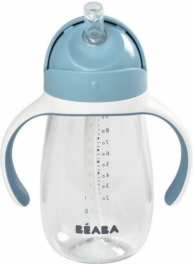 Beaba Căniță pentru copii cu Mânere și Pai din Plastic Albastru deschis 300ml pentru 8m+m+