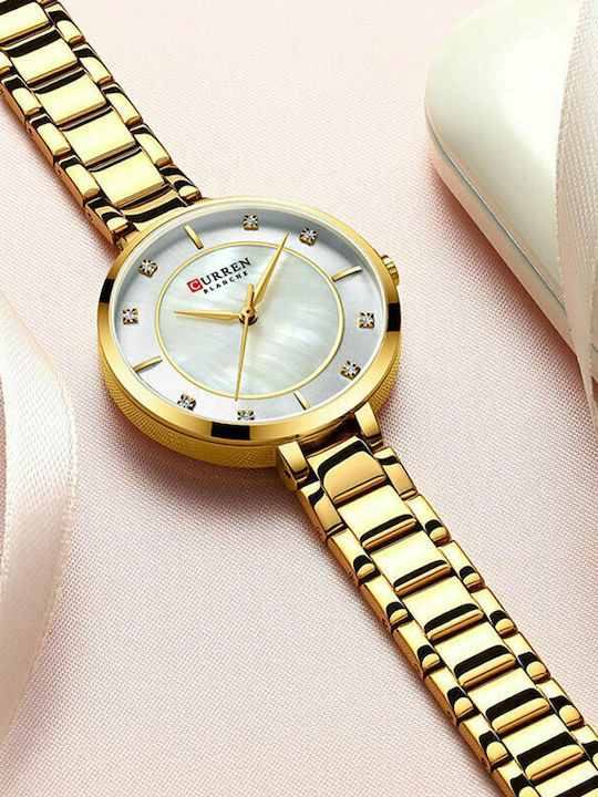 Curren R Women's Watch 34mm Battery with Gold Stainless Steel Bracelet