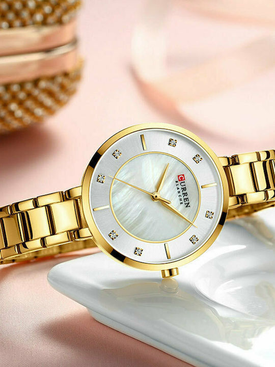 Curren R Women's Watch 34mm Battery with Gold Stainless Steel Bracelet