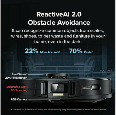 Roborock S7 MaxV Ultra Robot Vacuum Cleaner pentru Măturat și Ștergere cu Wi-Fi Negru