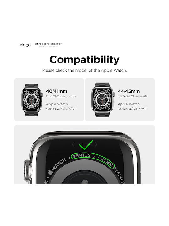 Elago Armband Rostfreier Stahl Schwarz (Apple Watch 44/45/46mm/Ultra 49mm) EAW-MTBAND45-BK