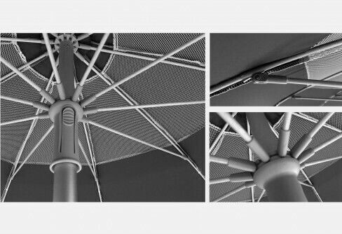 Maui & Sons Folding Beach Umbrella Aluminum Diameter 2.2m with UV Protection and Air Vent Black
