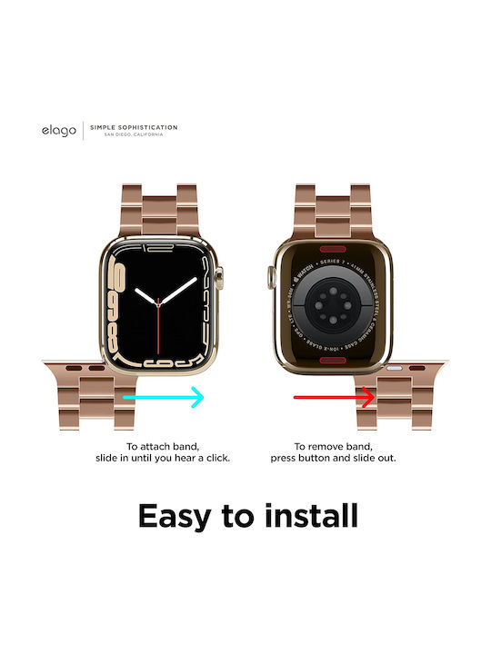 Elago Каишка Неръждаема стомана Розово злато (Apple Watch 44/45/46mm/Ultra 49mm) EAW-MTBAND45-RGD