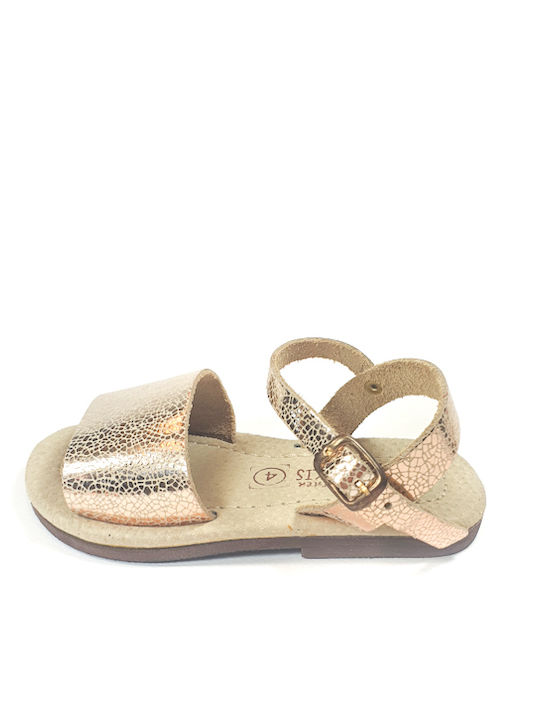 Children's PU anatomical sandals Climatsakis a fasa pink gold 254