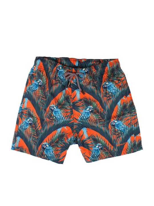 Parrots Men's Swimwear Shorts Orange with Patterns