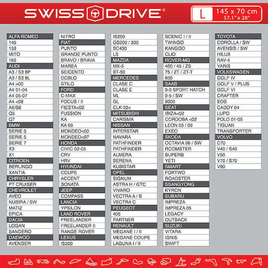 Swiss Drive Internal Car Windshield Sunshade with Suction Cup 145x70cm