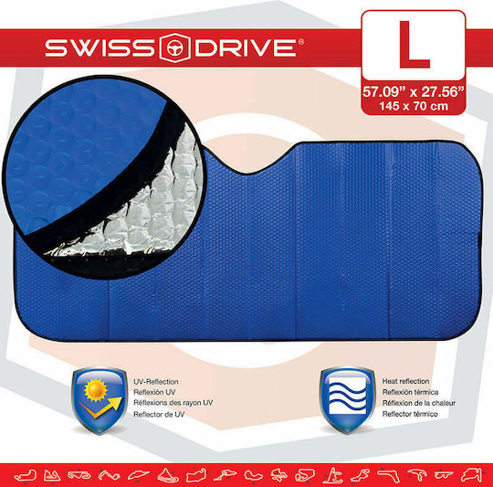 Swiss Drive Ηλιοπροστασία Παρμπρίζ Αυτοκινήτου Εσωτερική με Βεντούζα 145x70εκ.