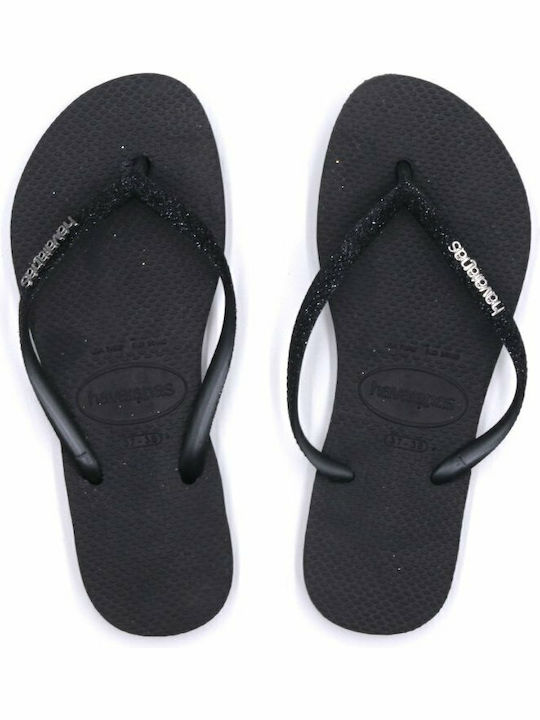 Slim Glitter Women's Flip Flops Black