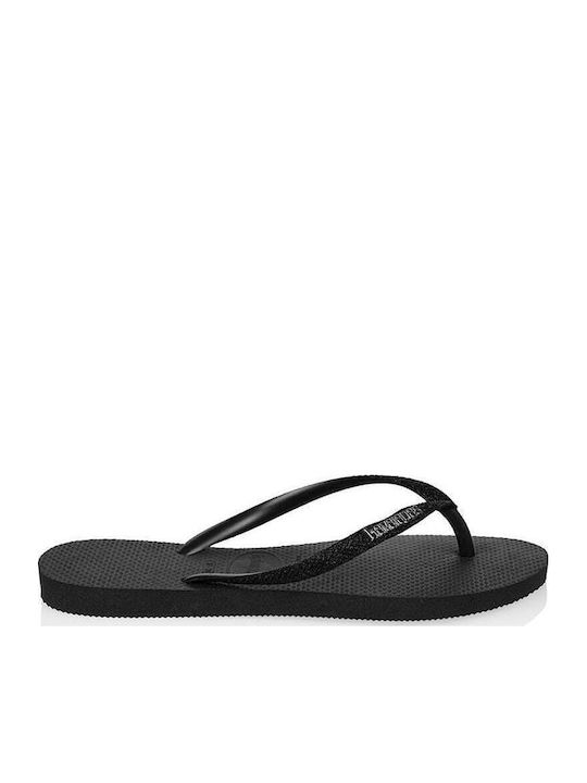 Slim Glitter Women's Flip Flops Black