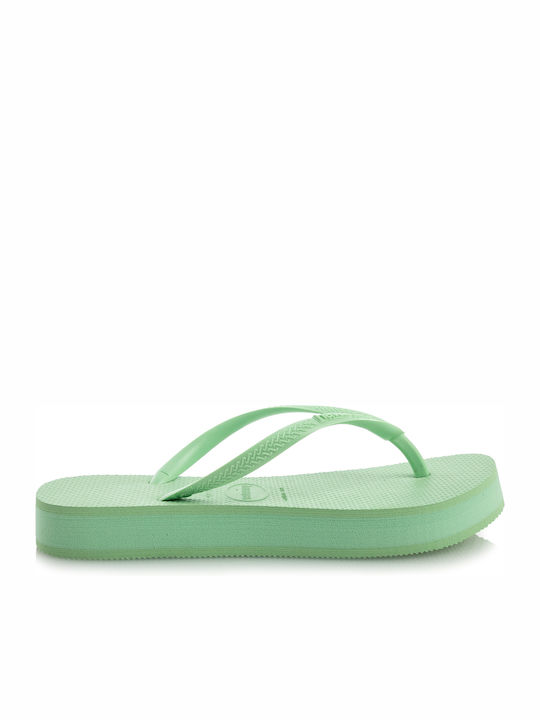 Slim Flatform Women's Flip Flops in Green Color
