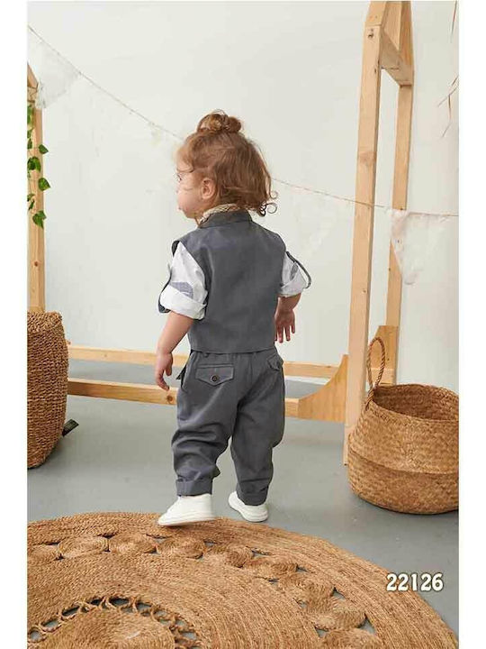 Bonito Baby Βαπτιστικό Κοστούμι Γκρι 5τμχ Bonito Baby Βαπτιστικό Κοστούμι Γκρι 5τμχ